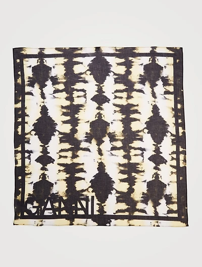 Cotton Voile Square Scarf In Tie-Dye Logo Print