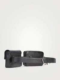 Nailed Leather Double Belt Bag