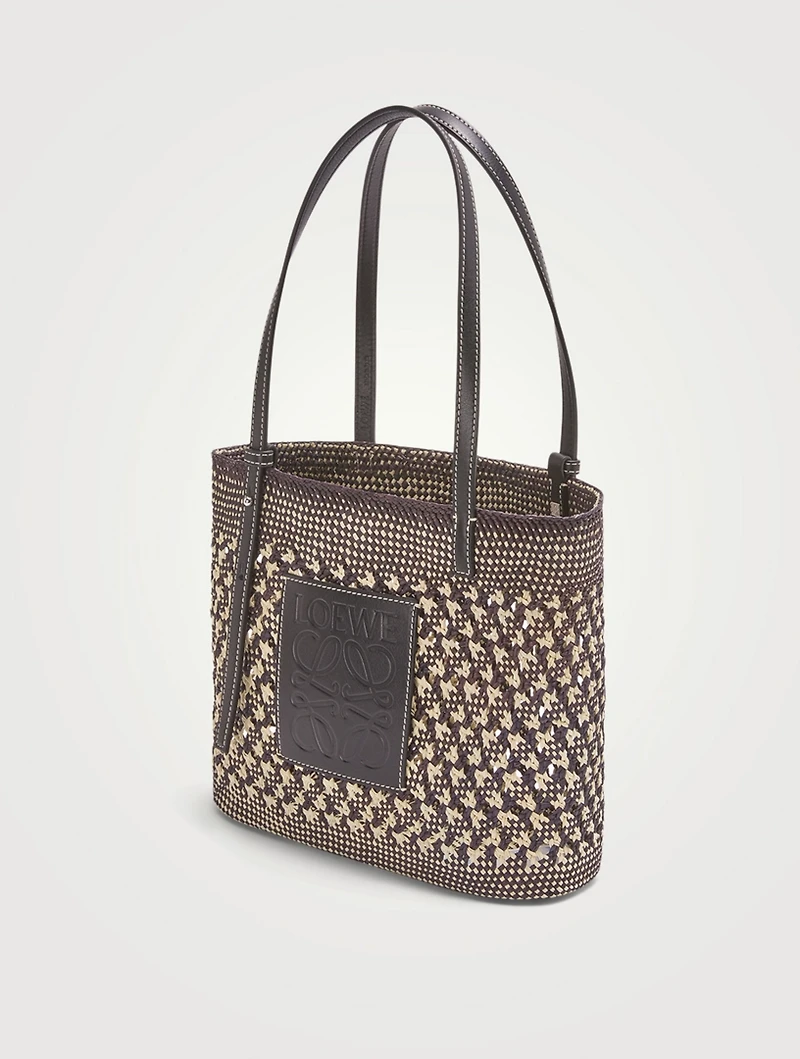Paula's Ibiza Small Honeycomb Straw And Leather Square Basket Bag