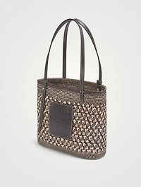 Paula's Ibiza Small Honeycomb Straw And Leather Square Basket Bag