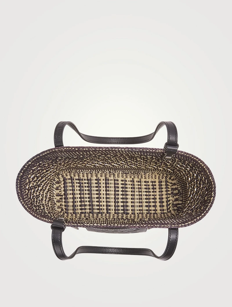 Paula's Ibiza Small Honeycomb Straw And Leather Square Basket Bag
