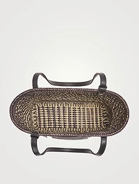 Paula's Ibiza Small Honeycomb Straw And Leather Square Basket Bag