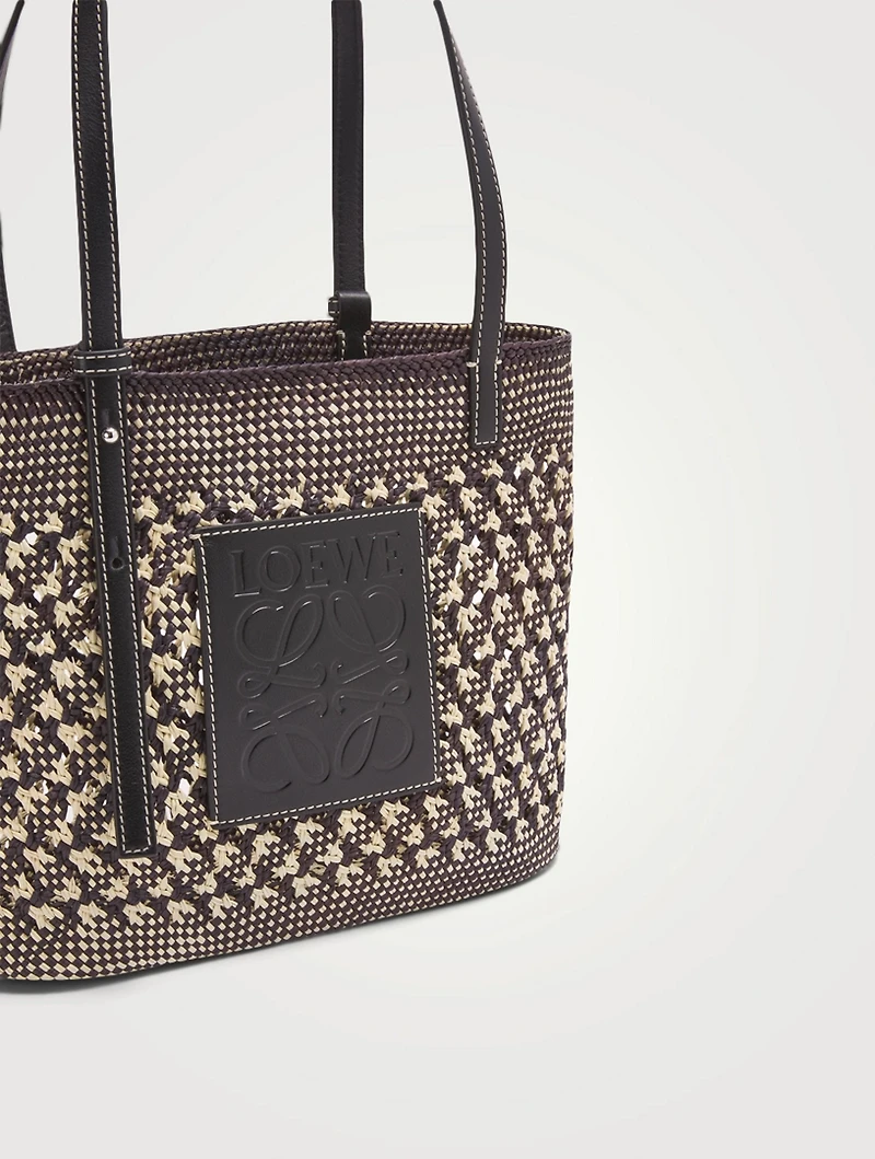 Paula's Ibiza Small Honeycomb Straw And Leather Square Basket Bag