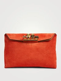 Skull Four-Ring Suede Soft Clutch