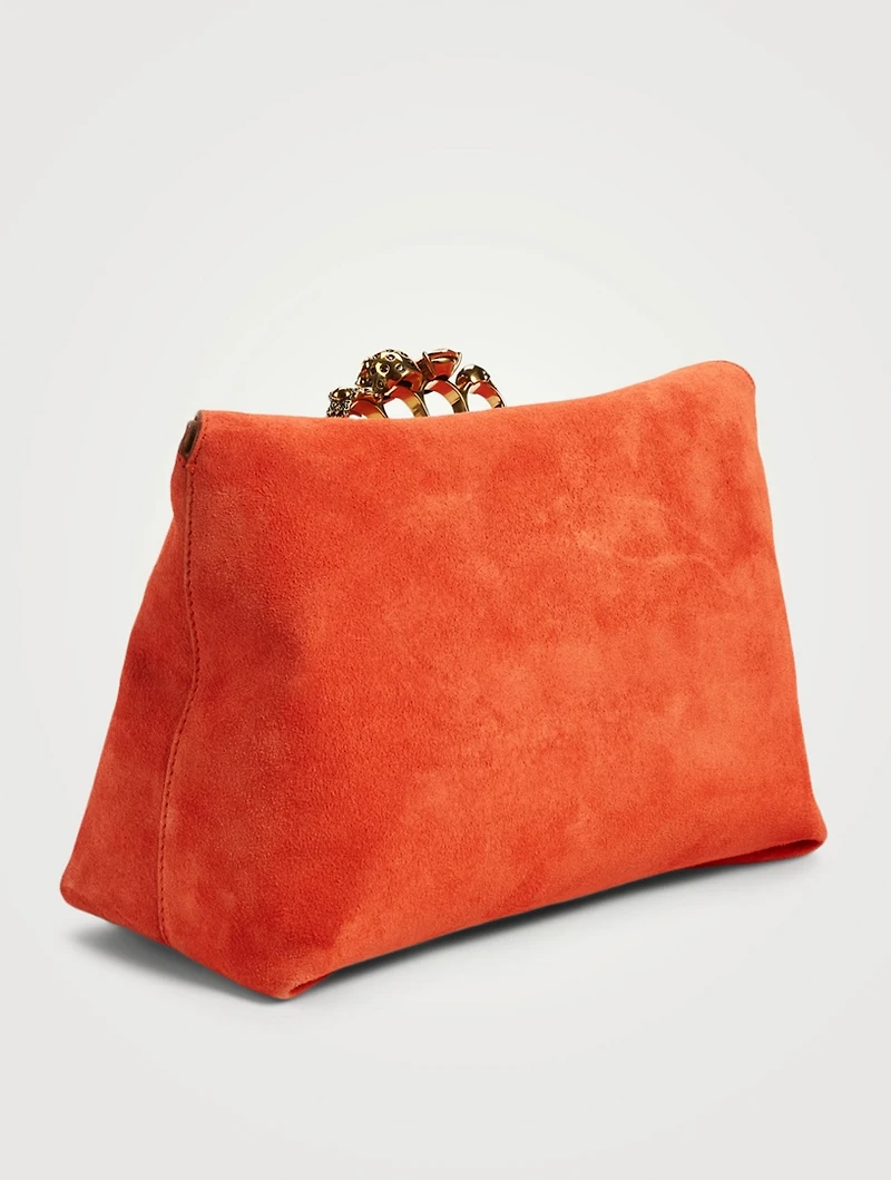 Skull Four-Ring Suede Soft Clutch