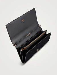 Croc-Embossed Leather Chain Wallet