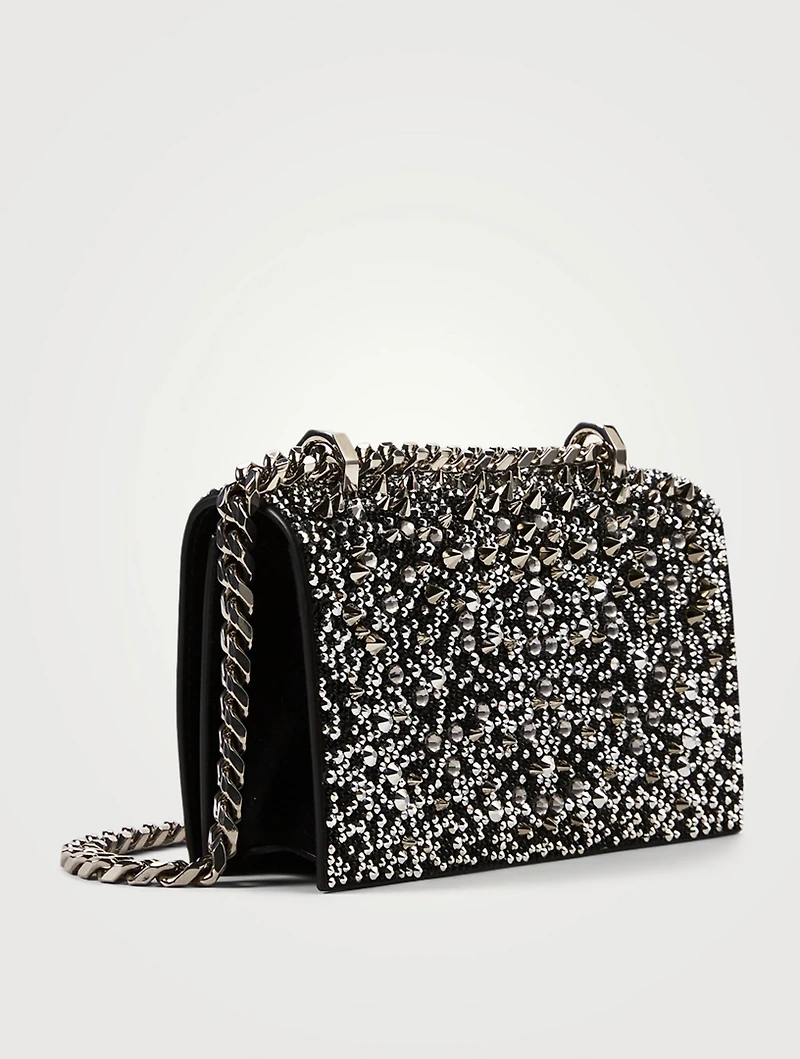 Mini Jewelled Leather Satchel Bag With Crystals