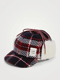 Tartan Wool And Shearling Hunting Cap