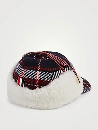 Tartan Wool And Shearling Hunting Cap