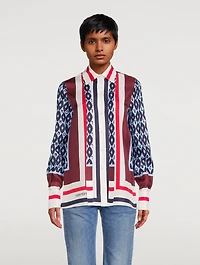 Printed Silk Shirt With Scarf