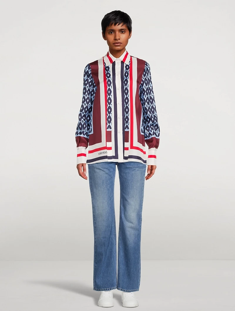 Printed Silk Shirt With Scarf