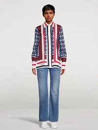 Printed Silk Shirt With Scarf