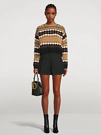 Embroidered Jacquard Wool Sweater