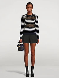 Lace And Virgin Wool Sweater Stripe Print