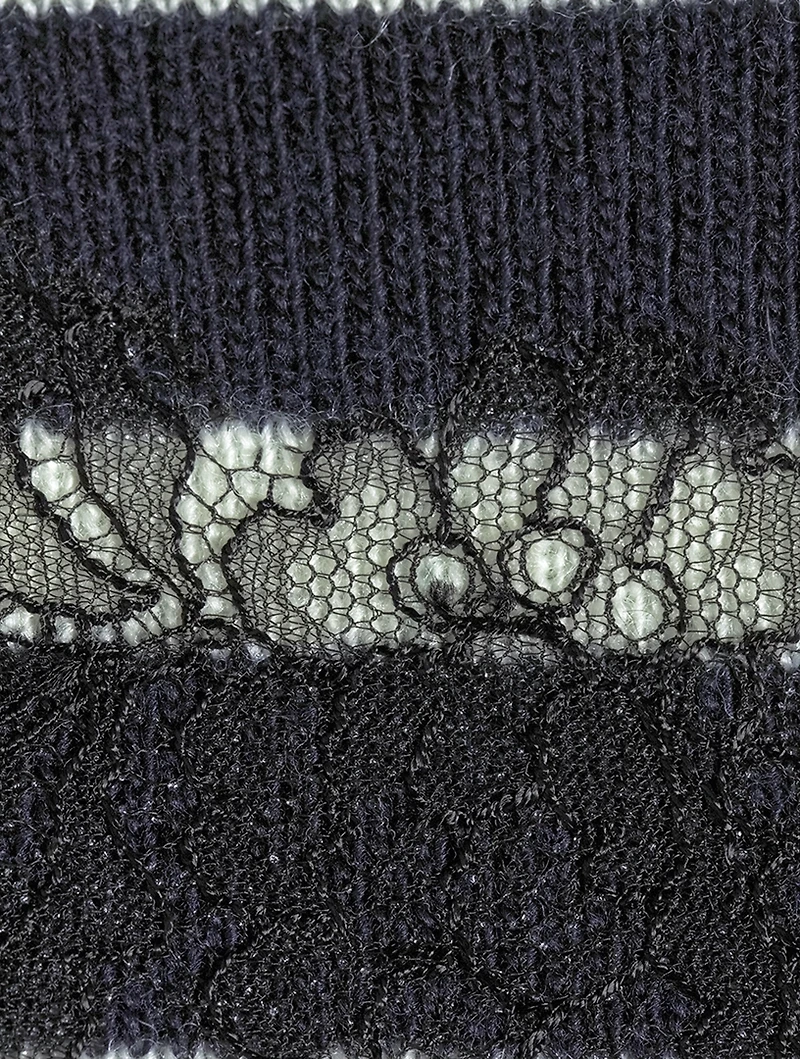 Lace And Virgin Wool Sweater Stripe Print