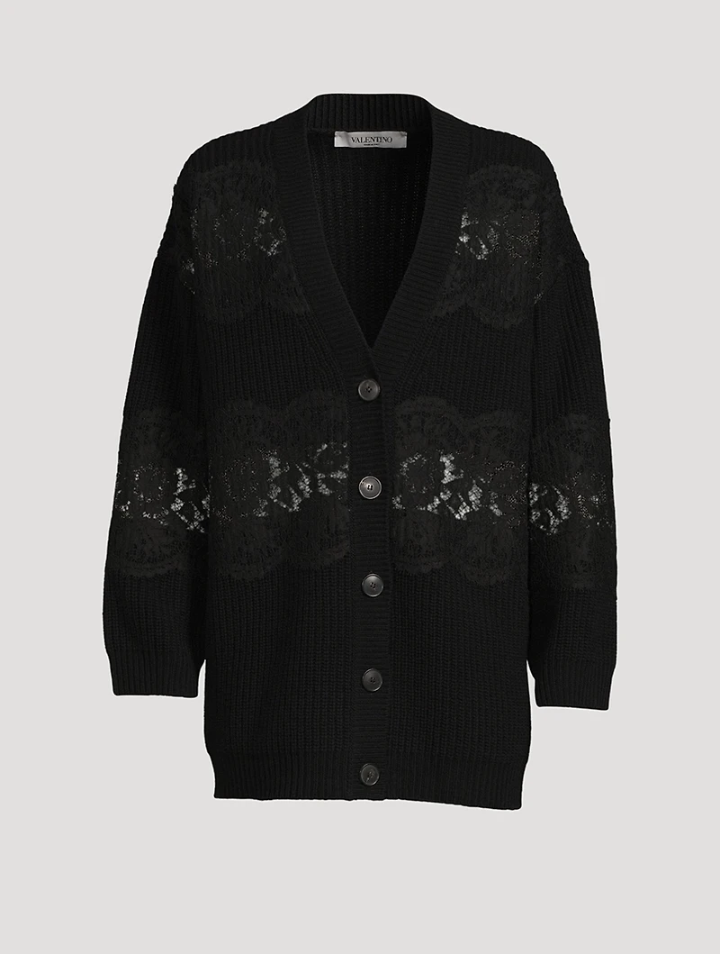 Oversized Wool And Lace Cardigan