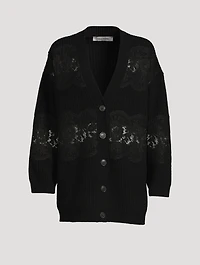 Oversized Wool And Lace Cardigan