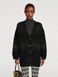 Oversized Wool And Lace Cardigan