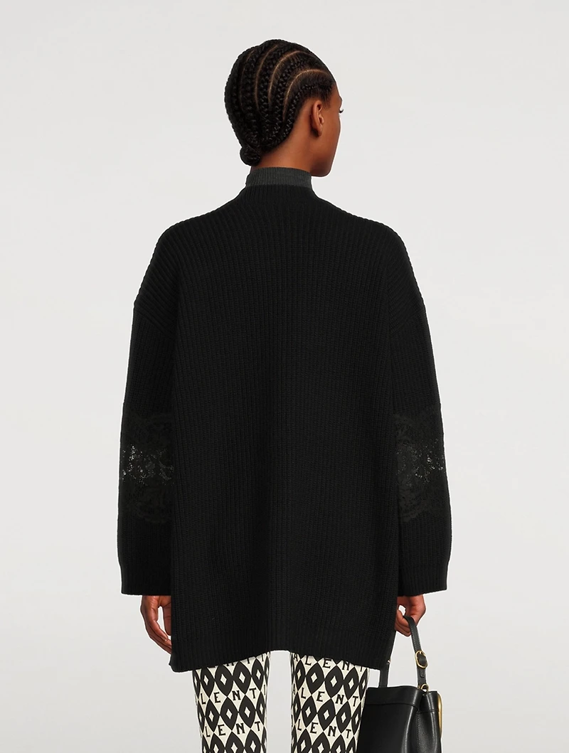 Oversized Wool And Lace Cardigan