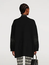 Oversized Wool And Lace Cardigan