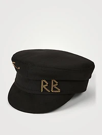 Wool Baker Boy Cap With Logo Embroidery