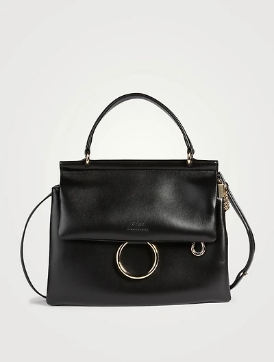 Medium Faye Leather Top Handle Bag