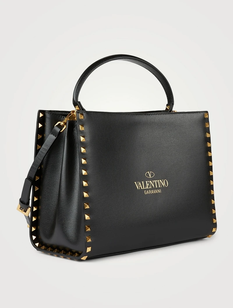Medium Alcove Rockstud Leather Top Handle Bag
