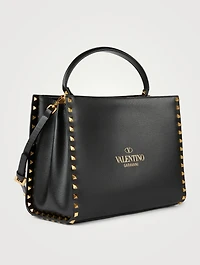 Medium Alcove Rockstud Leather Top Handle Bag