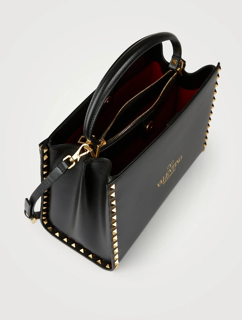 Medium Alcove Rockstud Leather Top Handle Bag