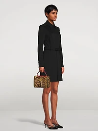 Small Alcove Rockstud Leather Top Handle Bag In Leopard Print