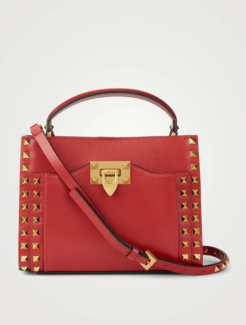 Small Rockstud Alcove Leather Top Handle Bag