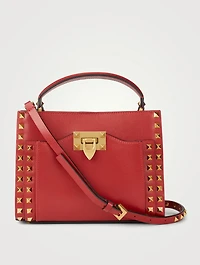 Small Rockstud Alcove Leather Top Handle Bag