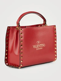 Small Rockstud Alcove Leather Top Handle Bag