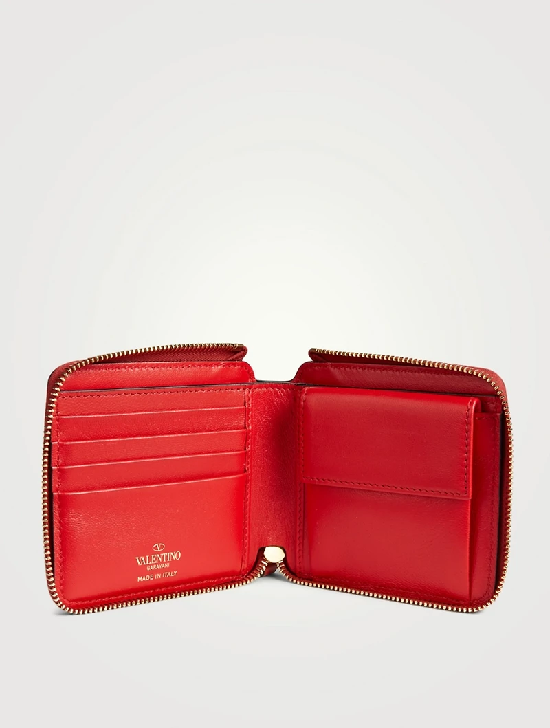 Small Rockstud Leather Bifold Wallet