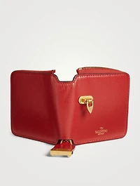 Small Rockstud Leather Bifold Wallet