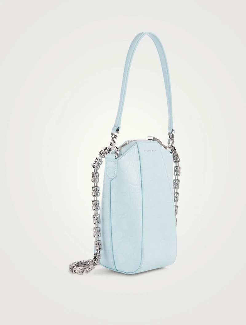 Mini Antigona Vertical Croc-Embossed Leather Crossbody Chain Bag
