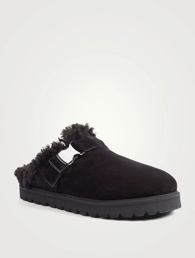 Mon Suede And Fleece Flat Mules