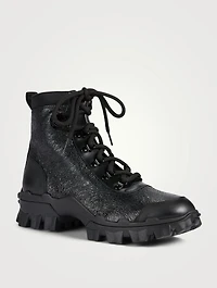 Helis Crackled Leather Hiking Boots