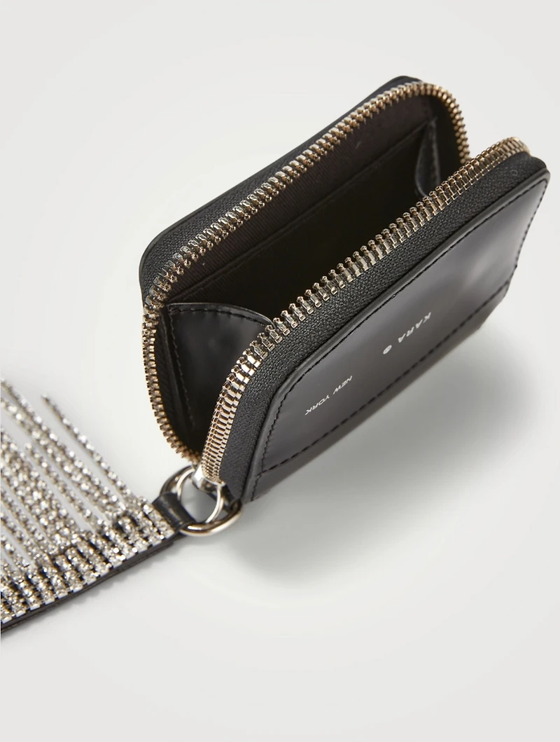 Bike Crystal Fringe Leather Chain Wallet