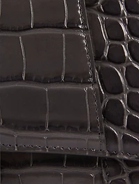 Hourglass Croc-Embossed Leather Top Handle Bag
