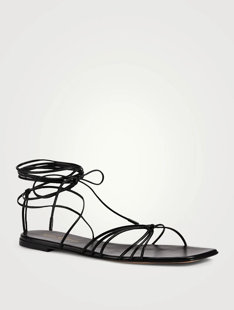 Sylvie Leather Ankle-Tie Sandals