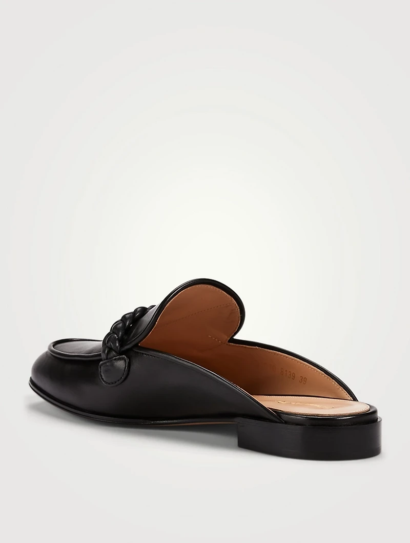 Belem Leather Flat Mules With Braid Detail