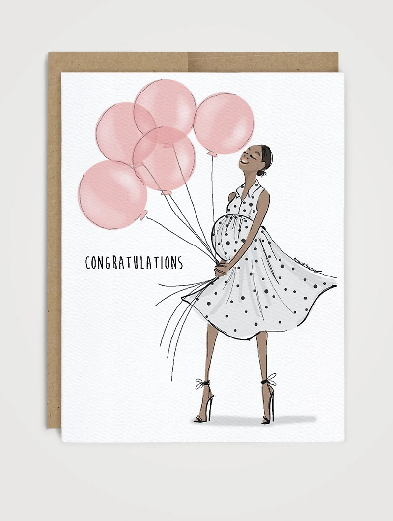 Polka Dot Parent Pink Balloons Baby Card