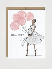 Polka Dot Parent Pink Balloons Baby Card
