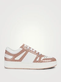 Hawaii/F Croc-Embossed Leather Sneakers