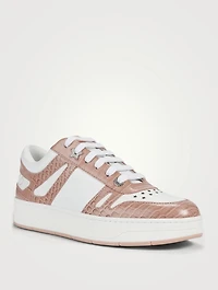Hawaii/F Croc-Embossed Leather Sneakers