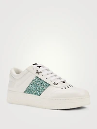 Hawaii/F Leather Sneakers With Glitter Stripe