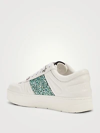 Hawaii/F Leather Sneakers With Glitter Stripe