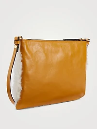 Small Shearling And Leather Crossbody Bag