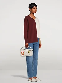 Small Puzzle Leather Bag In Pansy Print
